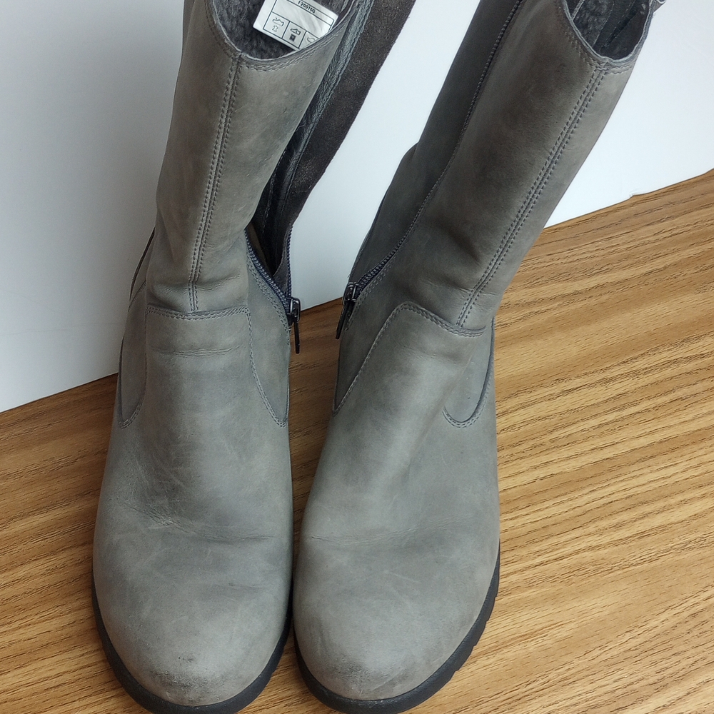 UGG Gray Heeled Boots with Suede Finish